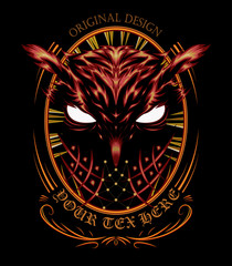 Logo owl, illustration owl with spiritual symbol