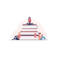 Book festival. reading people. Flat vector illustration. Colorful Poster. White background
