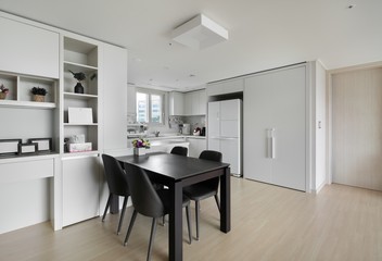 Kitchen interior of a modern apartment. South Korea apartment interior.