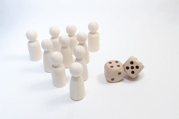 a wood Board game figures and dice