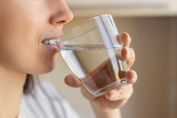 woman drinks water