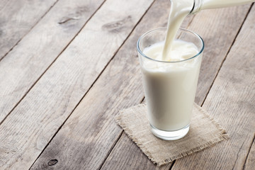 milk pouring into glass