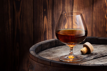 brandy or cognac in glass