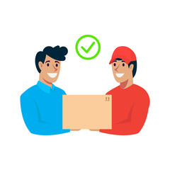 Flat colorful design vector delivery man for a landing page or logo design template