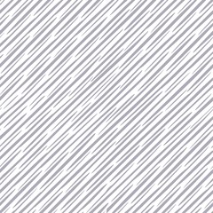 Obraz premium Diagonal grey pastel various parallel strokes of different length and thickness abstract seamless background and surface pattern. White and gray modern stylish geometric texture. Monochrome vector EPS