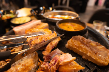 Korean barbecue stove. (pork belly)