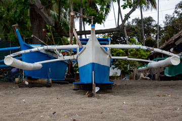 Blue boat in the beach