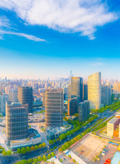 Naklejka na ściany i meble Cityscape of Huangpu District, Shanghai, China
