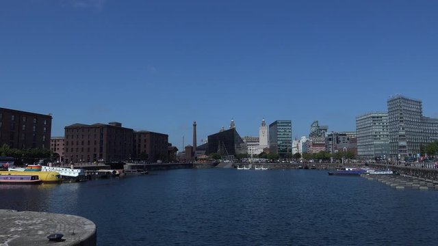 Liverpool city centre on a sunny summer day with blue sky UK England