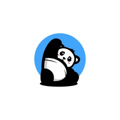 Panda Bear Silhouette Logo Design Vector Template