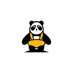 Panda Bear Silhouette Logo Design Vector Template