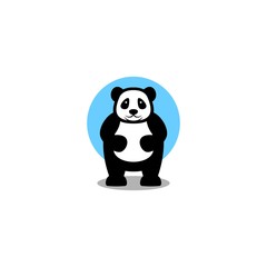 Panda Bear Silhouette Logo Design Vector Template