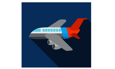 Airplane icon on blue background vector logo