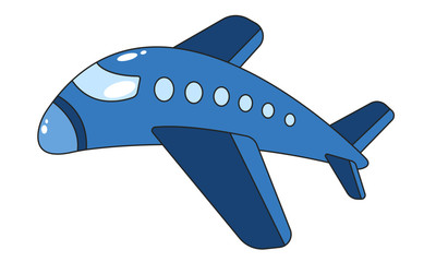 Naklejka premium Cartoon blue isolated cute airplane in vector