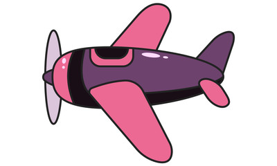 Naklejka premium Cartoon pink isolated cute airplane in vector