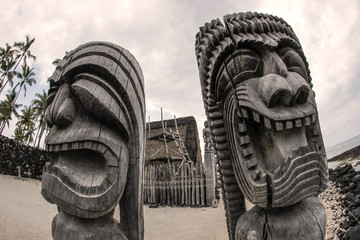 Ancient Tiki Carvings (18th Century) from Pu'uhonua O Hōnaunau National Historical Park