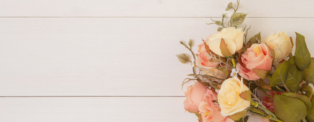 Beautiful flower on wooden background with romantic, mother day or valentine day, spring or summer...