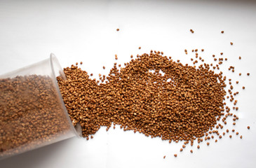 Donations for the buckwheat pandemic on a white background