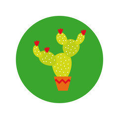 cactus plant mexican culture block and flat style icon
