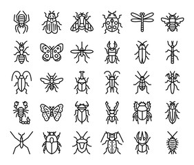 insect outline vector icons © tulpahn