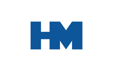 HM or MH and H, M Uppercase Letter Initial Logo Design, Vector Template