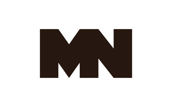 MN or NM and M, N Uppercase Letter Initial Logo Design, Vector Template
