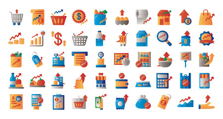 bundle of price hike set icons