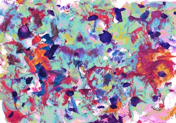 Grunge watercolor painted colorful vibrant texture. Artists abstract background.