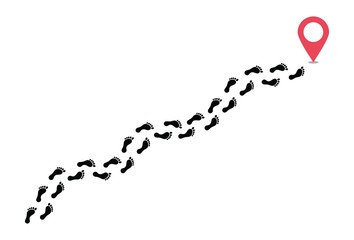 footstep trace following route to location vector illustration design
