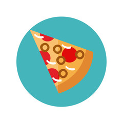 delicious italian pizza fast food block and flat style