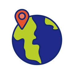 Obraz premium earth planet with pin location line and fill style