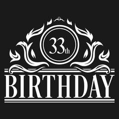 Luxury 33rd Birthday Logo illustration vector