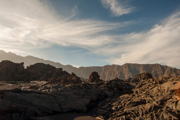 Obraz premium landscape fogo cap verde lava formation