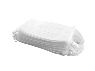 stack of surgical mask or medical face mask isolated on white