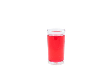 Glass of red frute juice with white background.