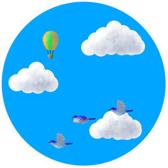 円形の青空 / Illustration of blue sky in a circle