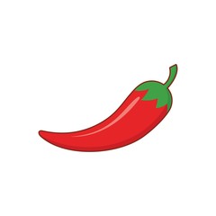 Hot chili pepper vector illustration, isolated on white background. Red hot chili design vector.