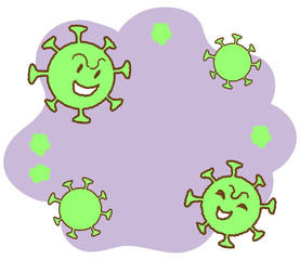 コロナウイルス・悪玉菌のイメージ ベクターイラスト（顔あり）