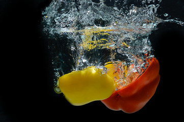 Red and yellow bell pepper,