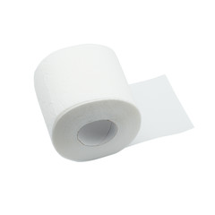 White toilet paper isolated on white background