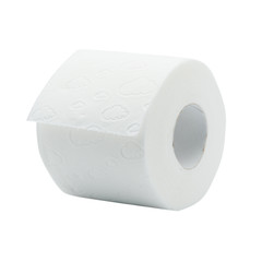 White toilet paper isolated on white background