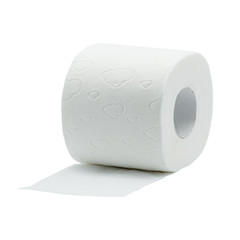 White toilet paper isolated on white background
