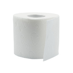 White toilet paper isolated on white background