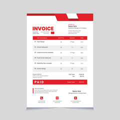Corporate red abstract modern invoice template