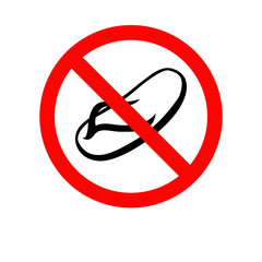 No Slipper Symbol Sign,Vector Illustration, Isolate On White Background, Label ,Icon.