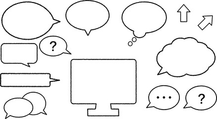 Fototapeta premium Speech bubble set, 手描き風ベクター吹き出しセット、会話、セリフ