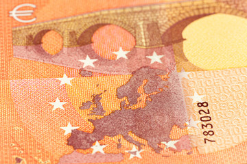 detail of a 10 euro bank note reverse