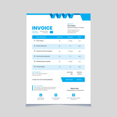 Corporate blue abstract modern invoice template - obrazy, fototapety, plakaty