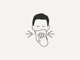 Cover mouth icon. Vector illustration, flat design.