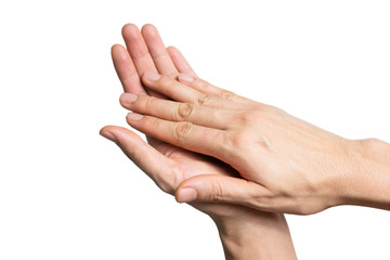 Man using hand sanitizer gel clean for protection coronavirus (covid-19) and germ, health care concept (select focus)